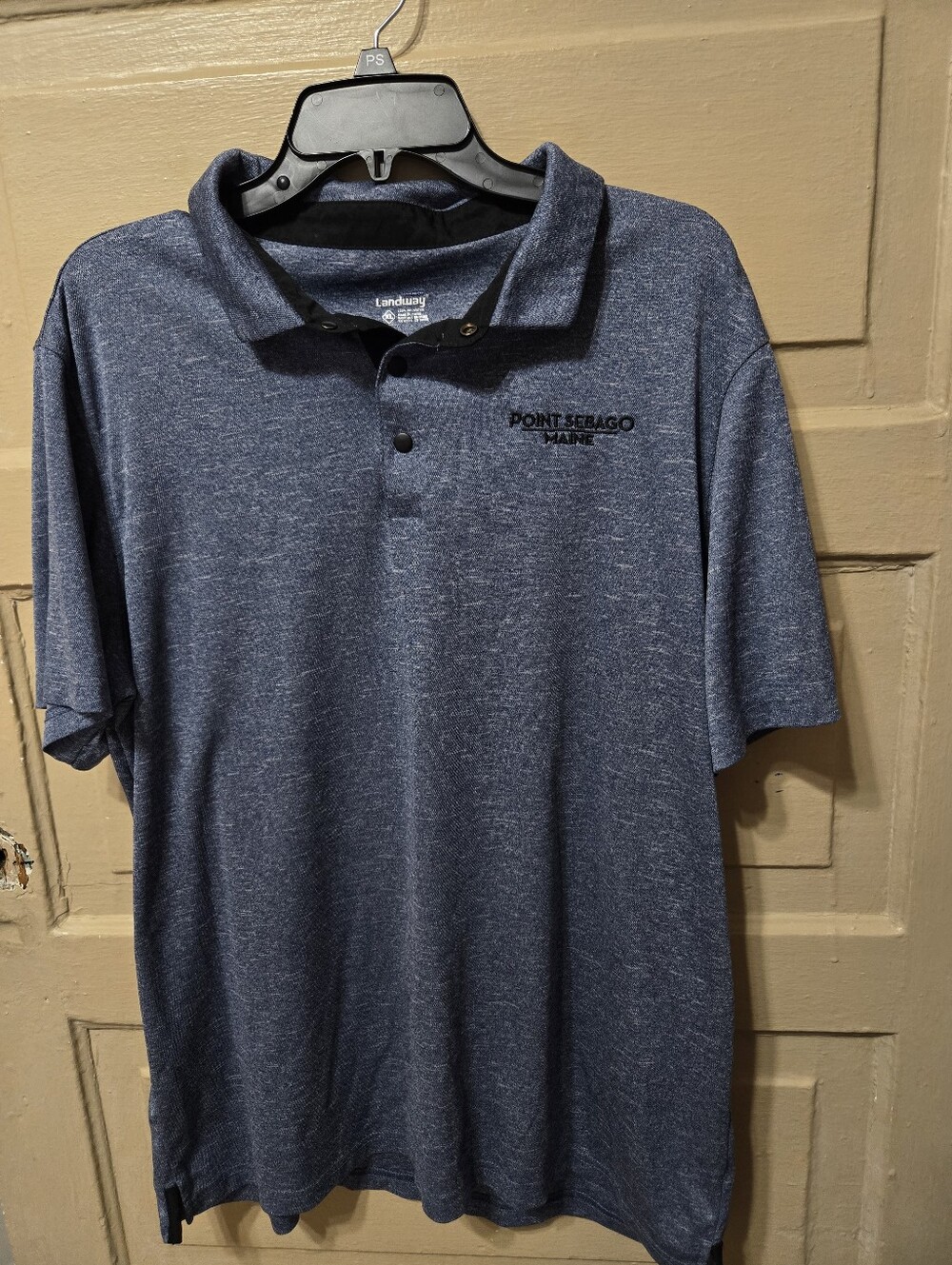 Landway Point Sebago Embroidered Logo Blue Gray Short Sleeve Polo EUC Size: XL